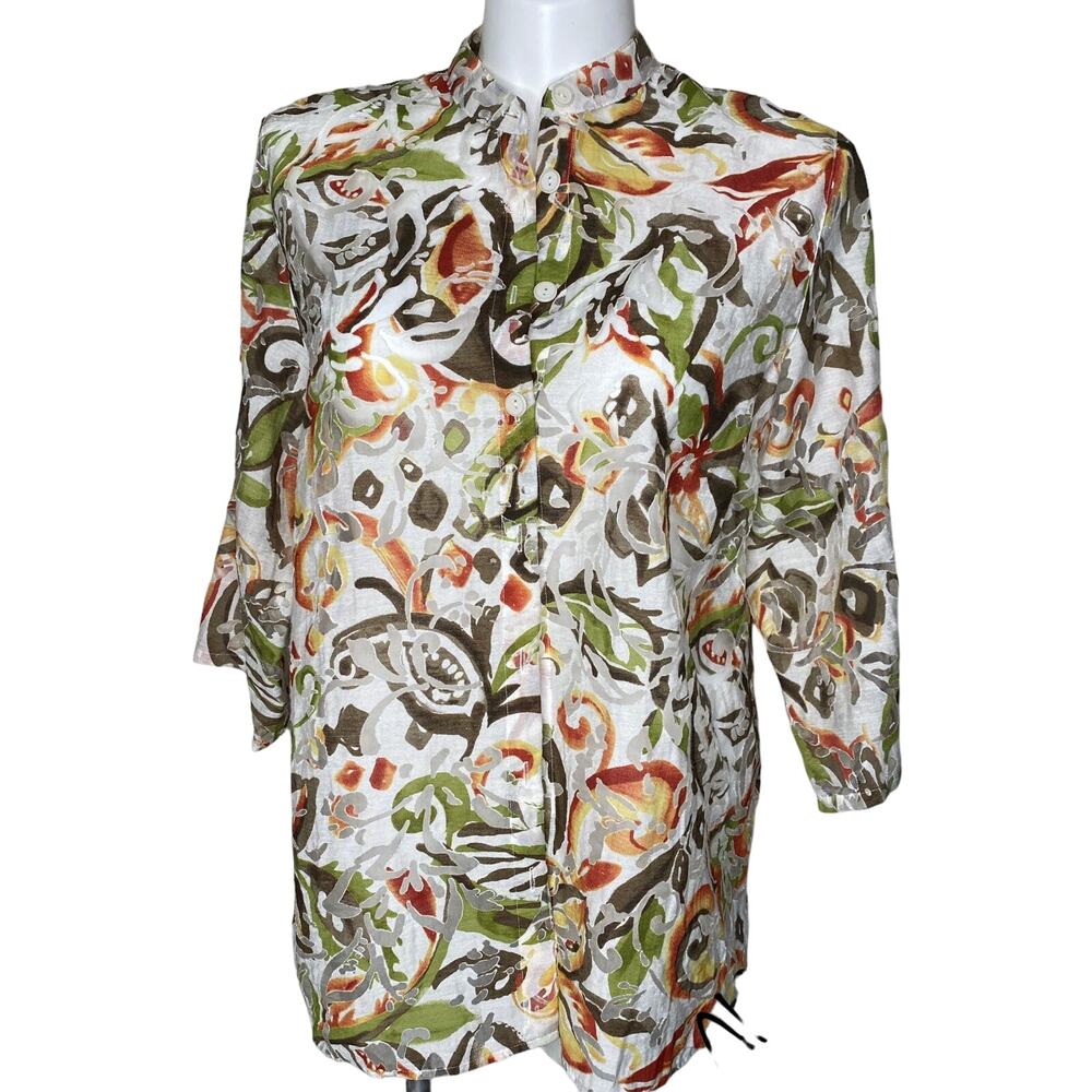 Alfred Dunner Sheer Tropical print top 18W